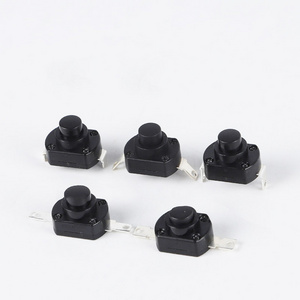 Round Push Button Switch Latching Switches ON-OFF Flashlight Switch PBS-11A Self-locking Plastic 2PIN 12mm Black Ip67 250V PBS