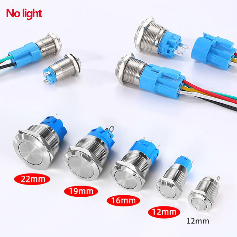 12/16/19/22mm metal button switch Momentary Latching power switch start stop LED light 3V 12V 24V 220V