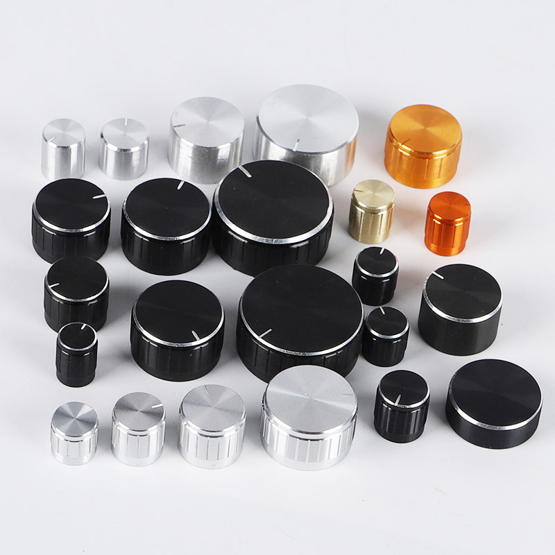 High-quality aluminum audio control knobs are available in many sizes for potentiometers