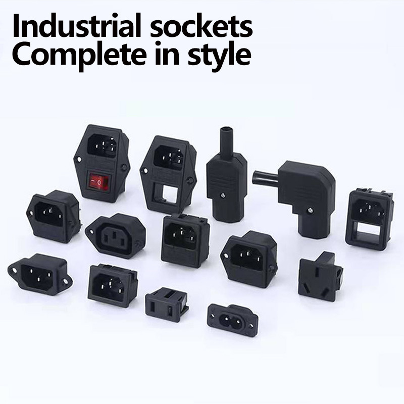 AC power socket with fuse and switch 3 in 1 industrial machine male adapter connector