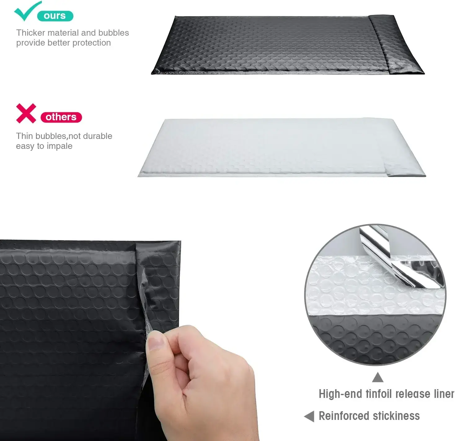 ZGCX Strong Adhesive Envelopes Packaging Matte Bubble Mailer Black Bubble Mailers Poly Mailer