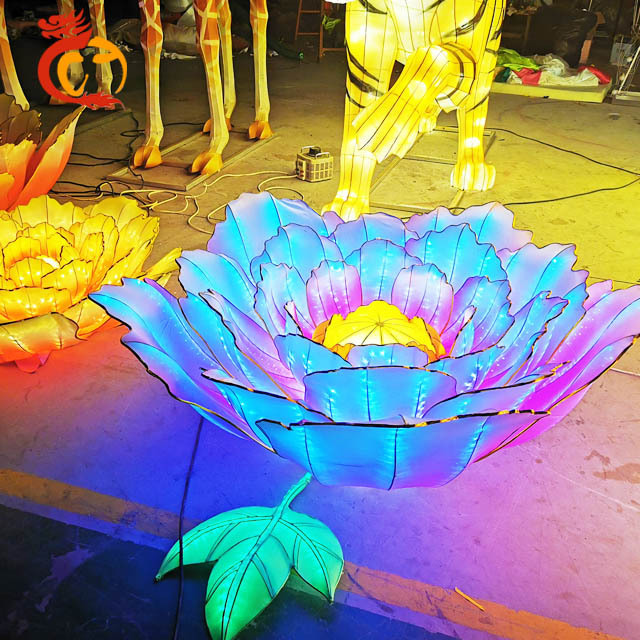 Chinese outdoor festival lanterns with led flower lanterns show art