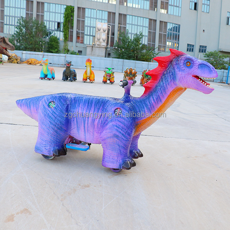 Hot Selling Wear-resistant Four Wheel Token Coin Operated Cartoon Style Dinosaur Toy Cars For Sale For Kids