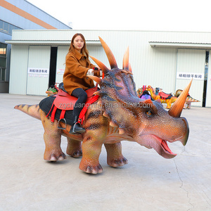 Customize coin operated life size animatronic robotic mechanical roaring electric ride on dinosaur supplier