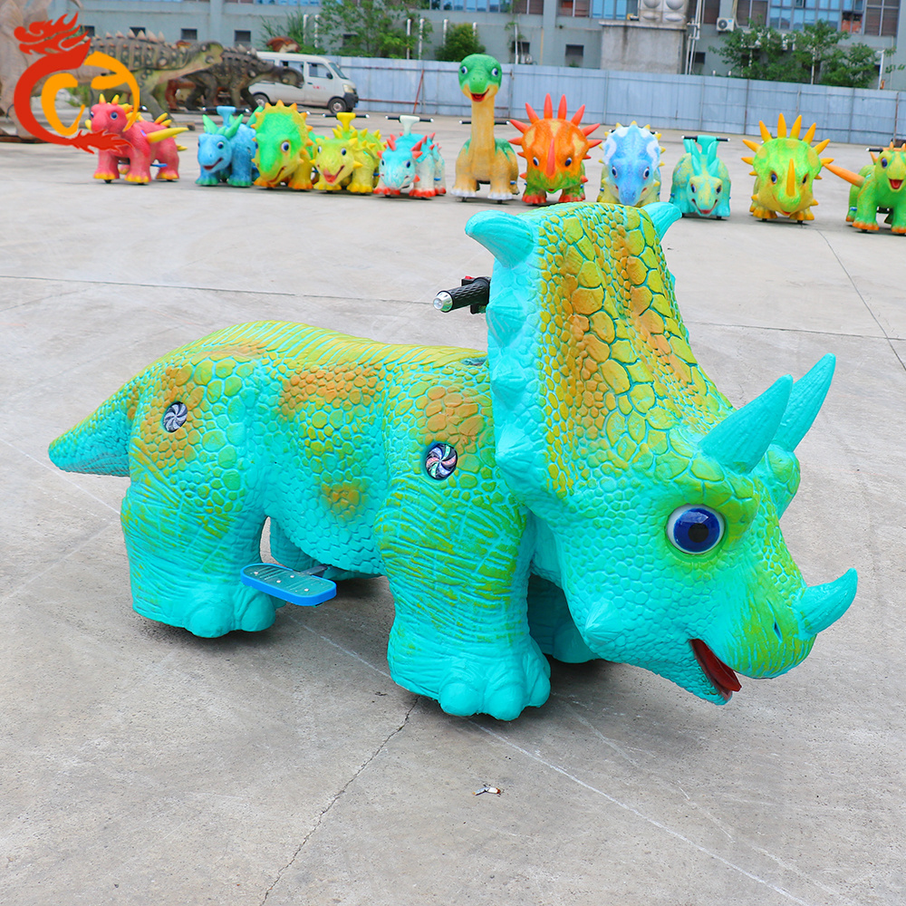 super amusement park dinosaur head rides electric rechargeable battery coin operated dinosaur scooter for kids