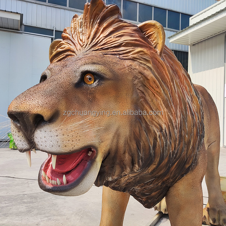 Animatronic Robot Animal Kingdom Full Life Size Zoo Decoration Roaring Realistic Simulation Animal Animatronic Lion Models Sale