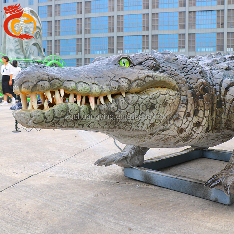 Zoo activities electric mechanical large scale life size robot animatronic animal model statue sculpture crocodile