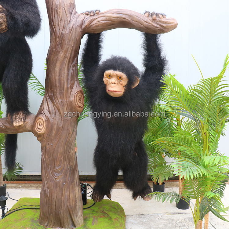 Zoo Attractions Life-sized Lifelike Animals Animatronic Monkey On Artificial Tree