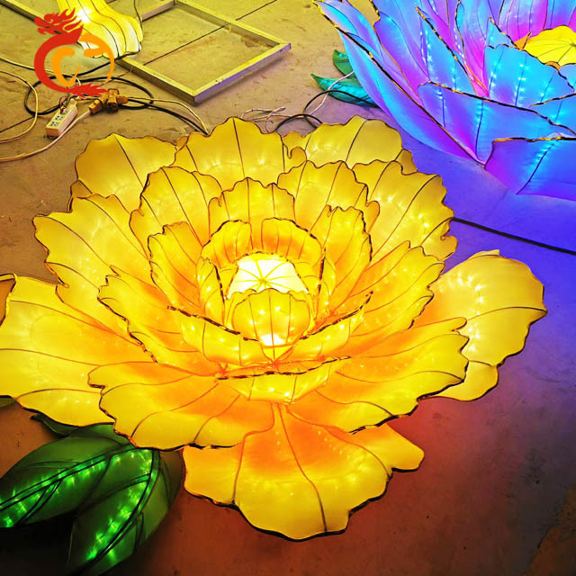 Chinese outdoor festival lanterns with led flower lanterns show art