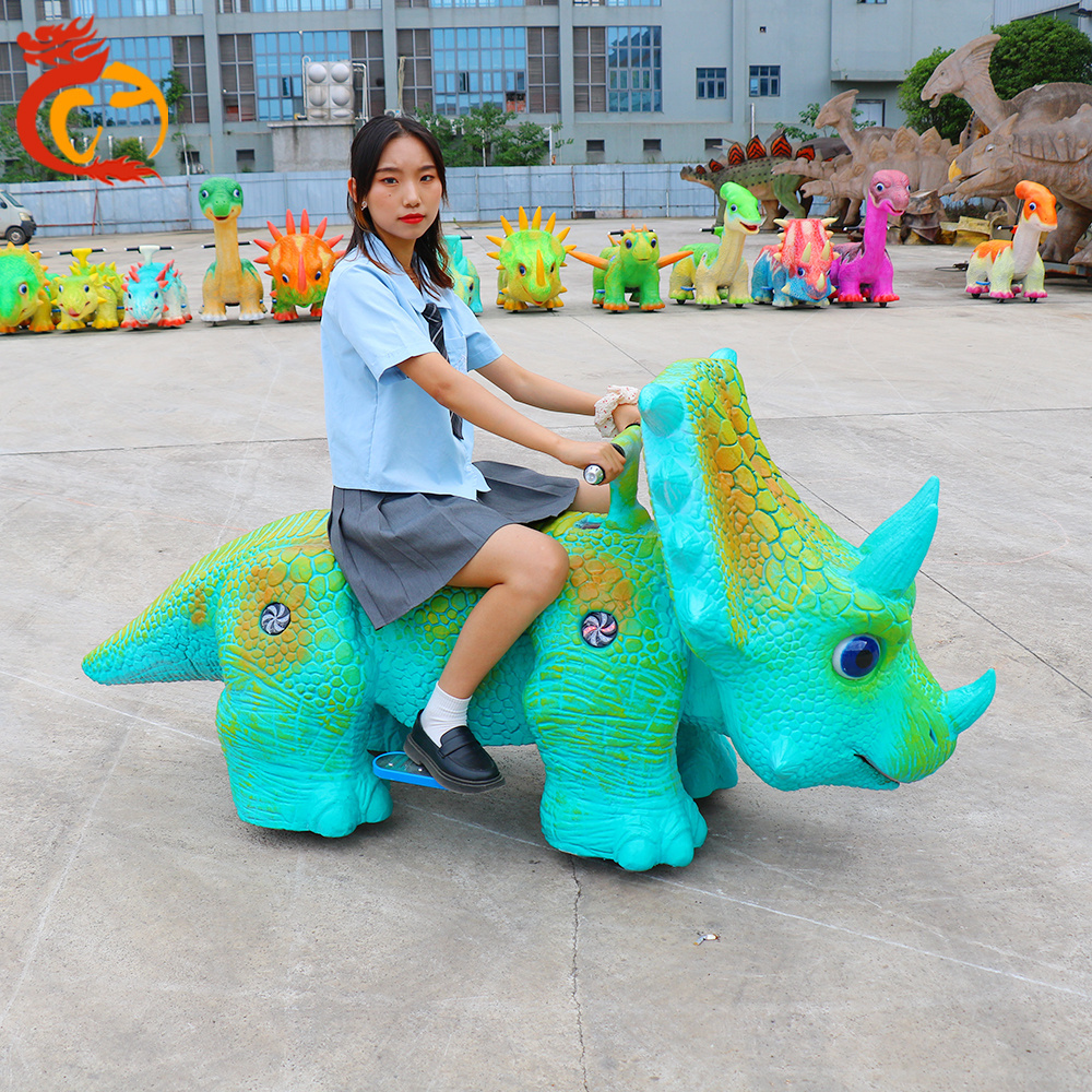 super amusement park dinosaur head rides electric rechargeable battery coin operated dinosaur scooter for kids