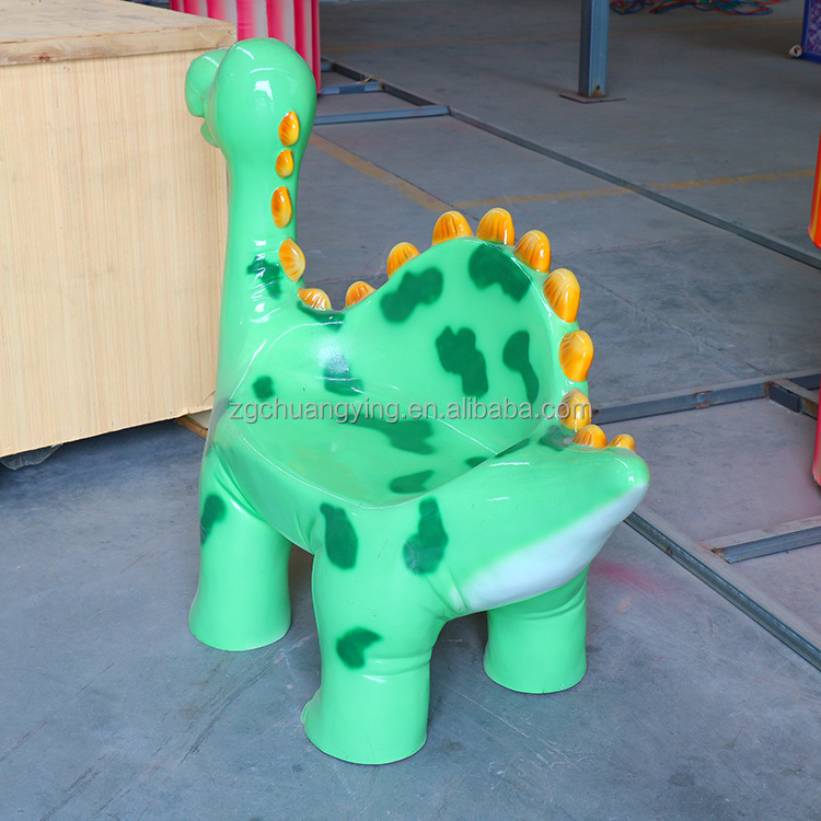 Playground Outdoor Equipment FRP fiberglass Cartoon Dinosaur Chair Photo-Taking animals shape beach fiberglass sculptures chairs