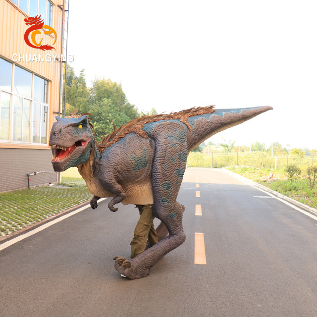 Amusement park life size walking realistic animatronic dinosaur cosplay costume adults for sale