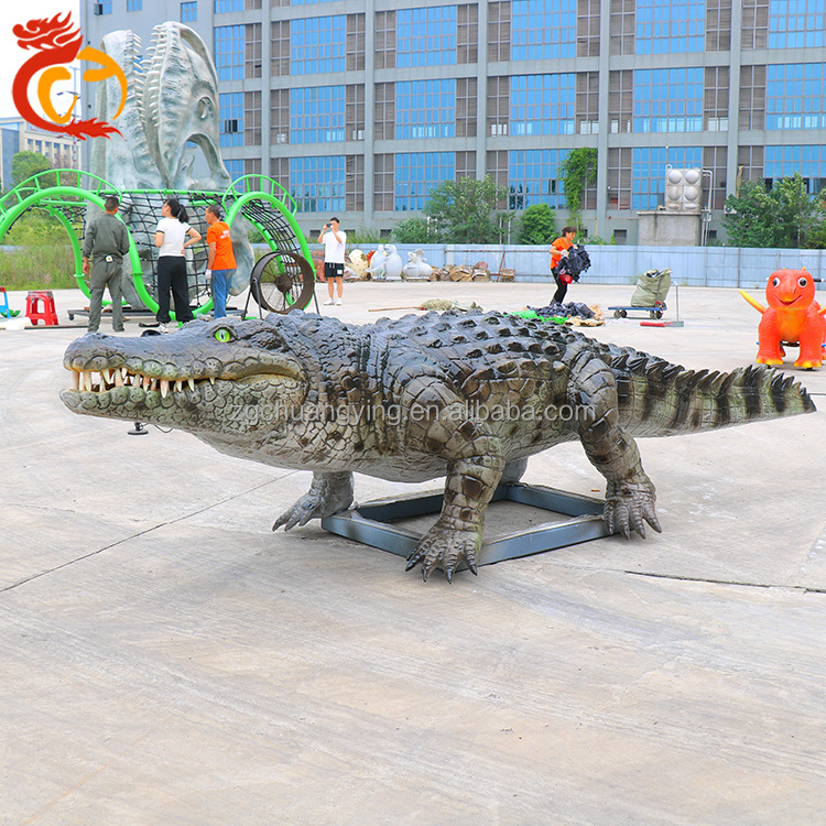 Zoo activities electric mechanical large scale life size robot animatronic animal model statue sculpture crocodile