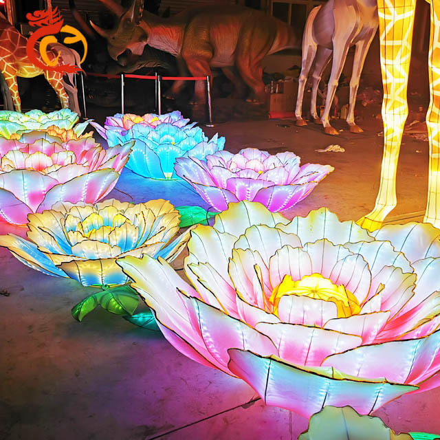 Chinese outdoor festival lanterns with led flower lanterns show art