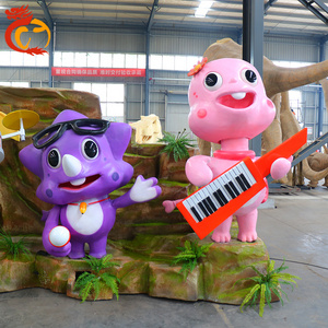 Amusement theme park customized music party exhibits cartoon realistic animatronic dinosaur band for sale