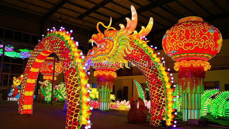 DZ2305 chinese new year dragon animal lantern with lights chinese fabric lanterns animal lanterns for city plaza