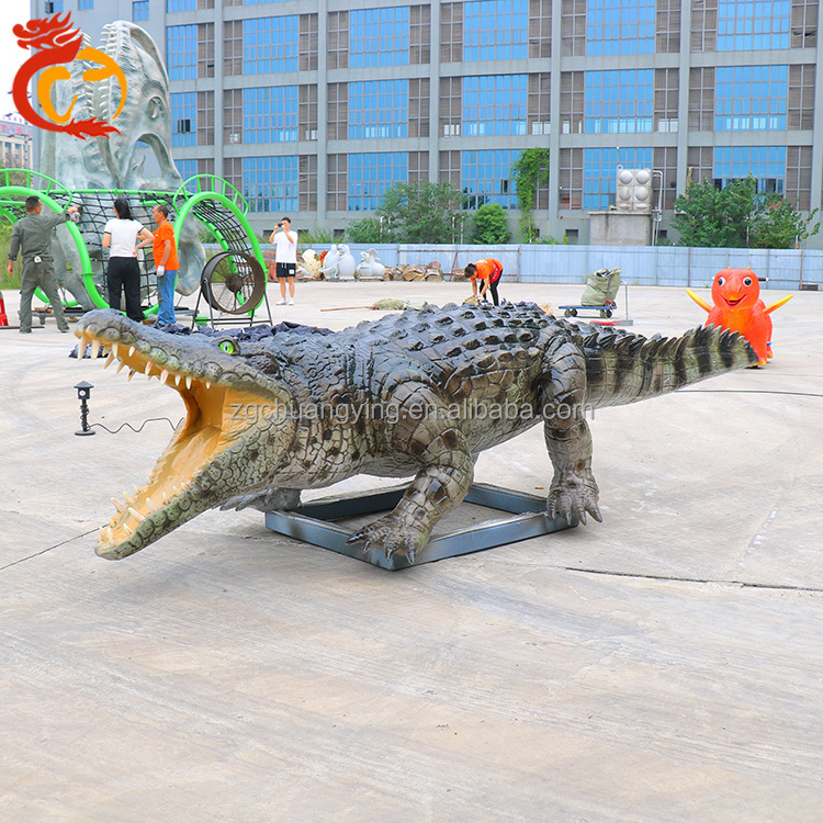 Zoo activities electric mechanical large scale life size robot animatronic animal model statue sculpture crocodile