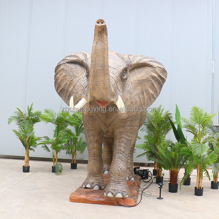 Zoo Park Realistic Life Size Animatronic Animal Elephant Moving Robotic Sculpture