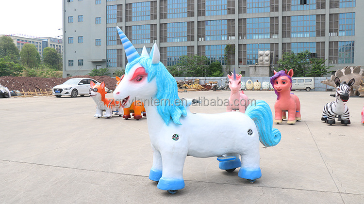 Kids amusement rides amusement park ride on animal toy cars  Unicorn Rainbow pony electric car