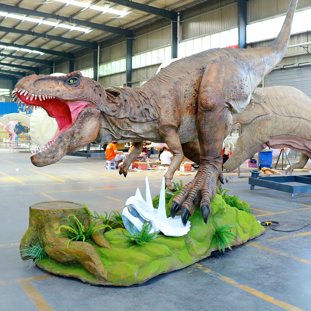 Dino Park Giant Mechanised Walking With Movable Real Size Animatronic Garden Dinosaur Statue Life Size Model For Playground