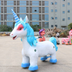 Kids amusement rides amusement park ride on animal toy cars  Unicorn Rainbow pony electric car