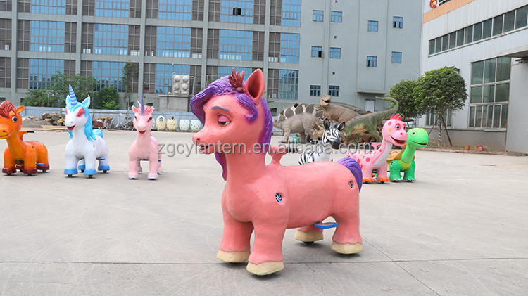 Kids amusement rides amusement park ride on animal toy cars  Unicorn Rainbow pony electric car