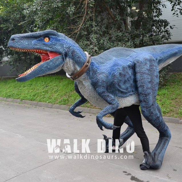 Amusement Park Velociraptor High Quality Artificial Raptor Adult Walking Real Animatronic Realistic Dinosaur Costume For Sale