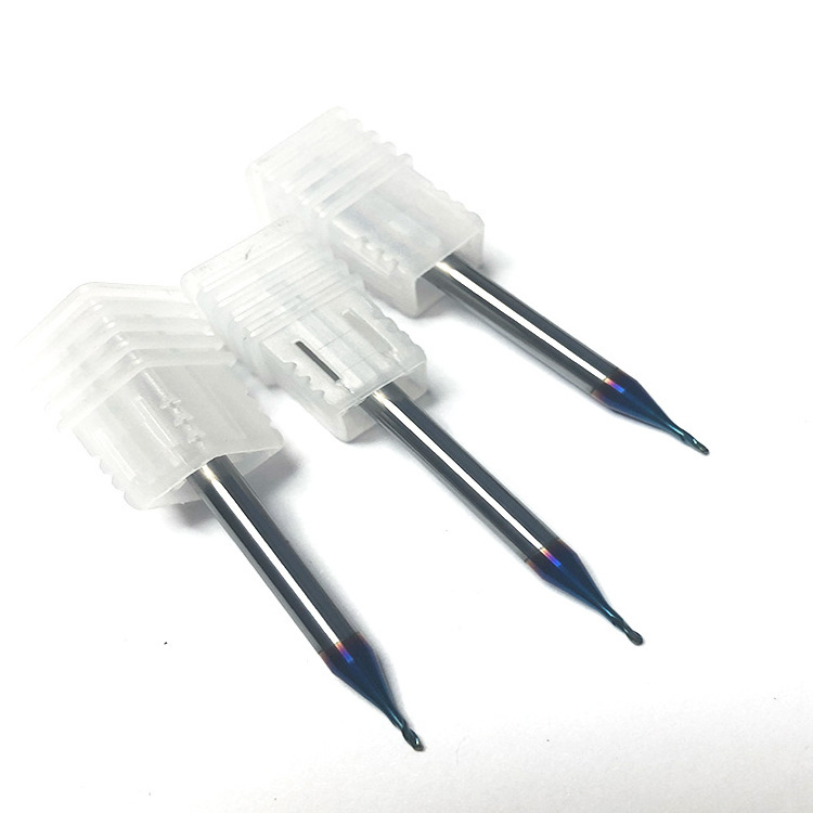 0.2mm micro ball nose end mills 2 flutes Hrc 65 solid carbide micro milling cutter