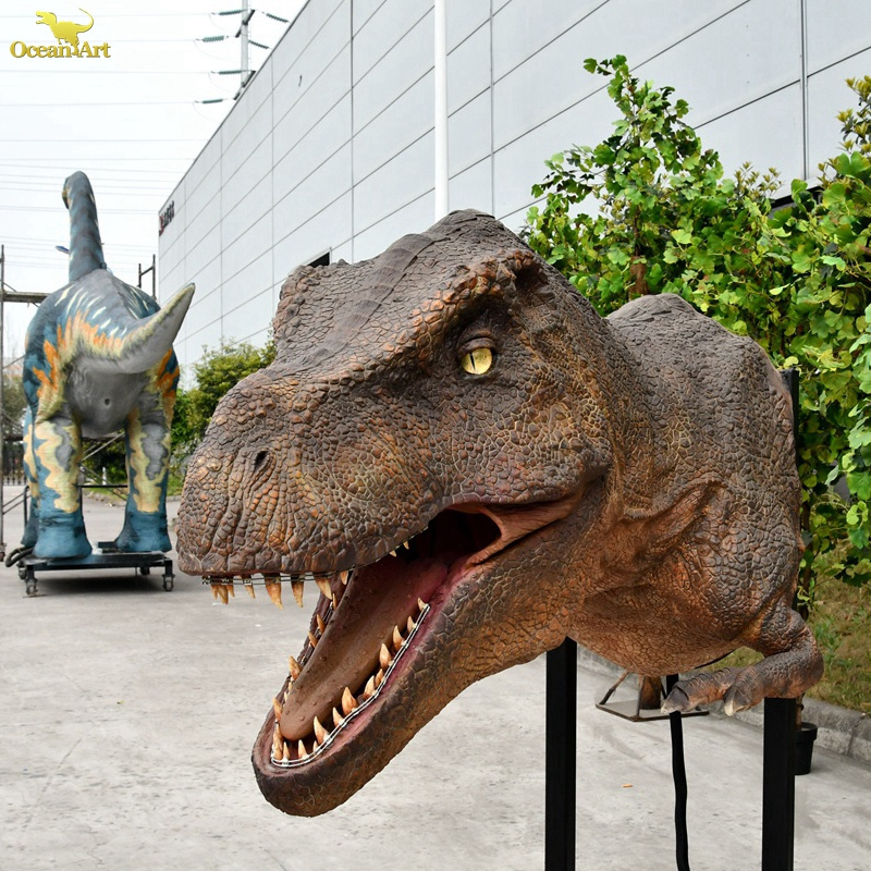 Museum Life size Robot Realistic Dinosaur Large T-rex Head Model Animatronic Dinosaur