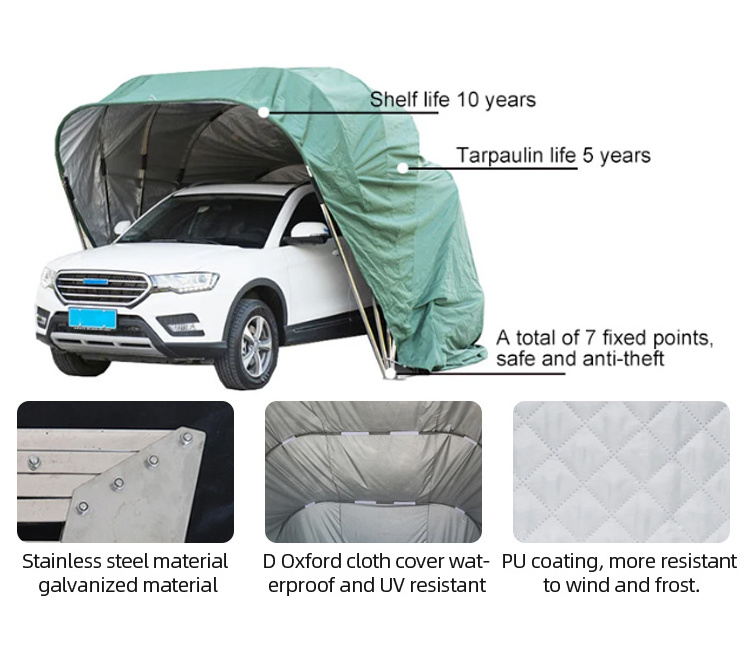 Super Sturdy Portable Lockable Carport Retractable Folding Car Garage Tent  Automatic Awning Rainproof Outdoor Car Cover