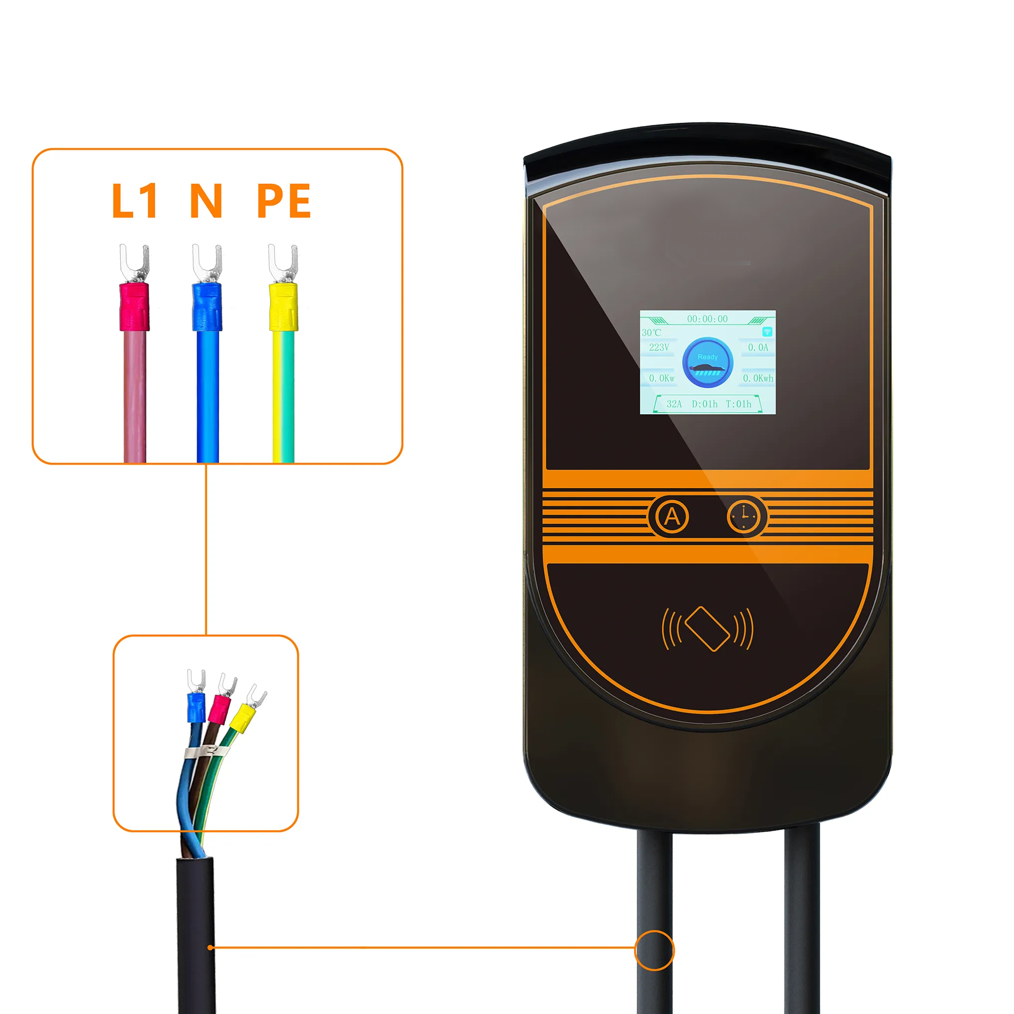 Charger for hands free car charger optional 16A 11kw obc for electric car ev charger gun Level 2 AC EV charging station