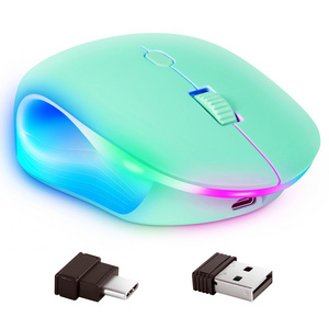 High Quality RGB Mute Mouse 2.4GHz Wireless Ergonomic Extra long standby lovely mouse For Gift