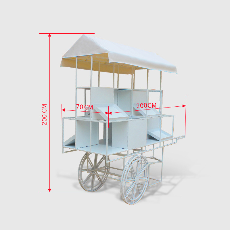 Customise White Event Party Use Outdoor Flower And Candy Cart For Wedding Decoration