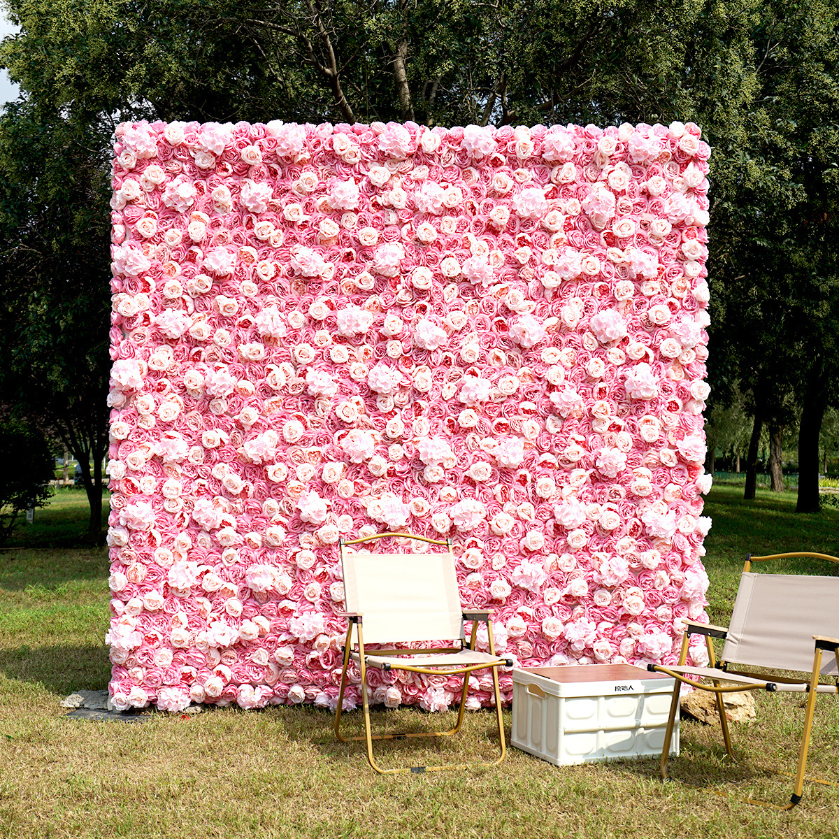 wholesale roll up flower wall 8ft x 8ft silk artificial pink rose flower wall luxury decorative flower wall backdrop