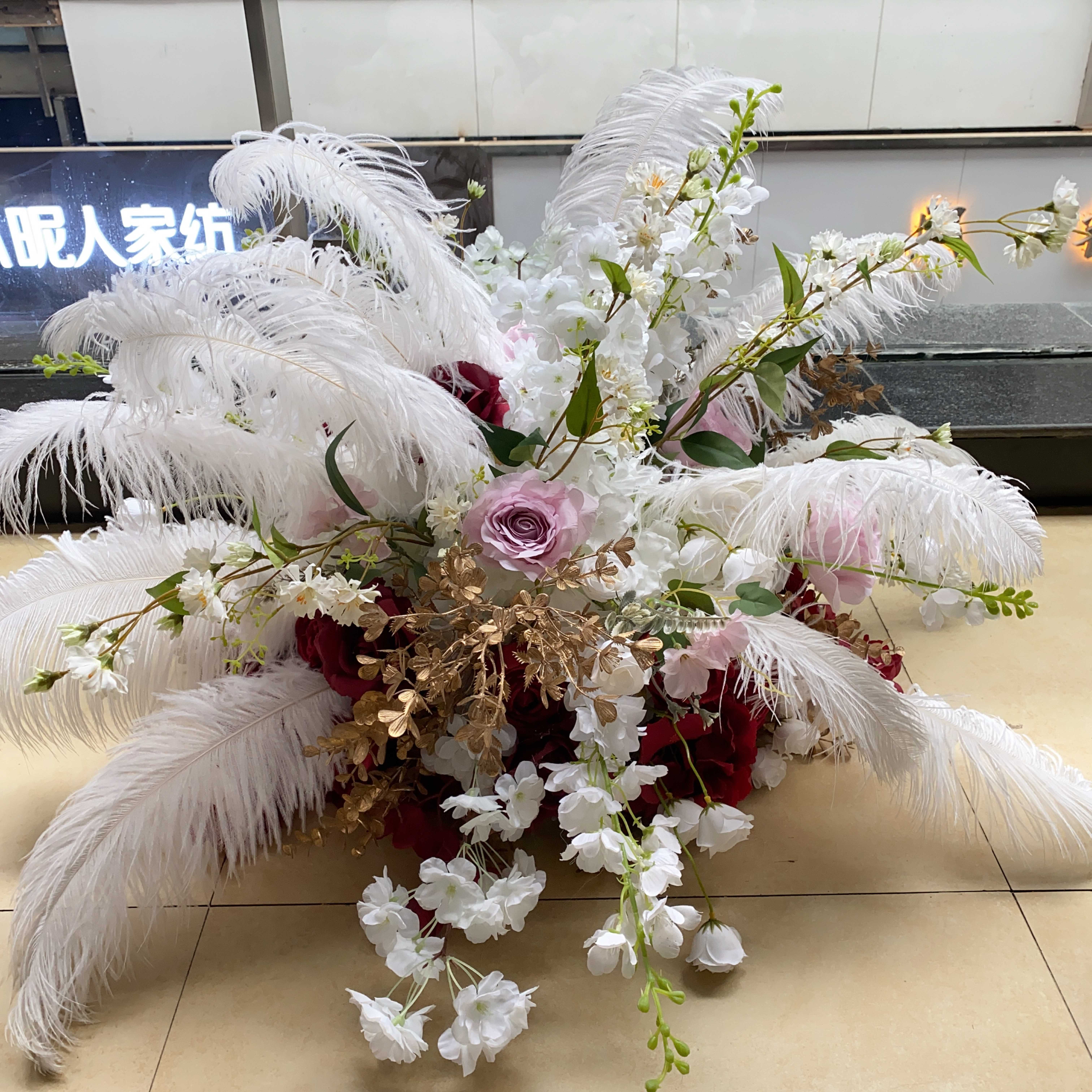 Artificial New Feather Ball  For Wedding Birthday Table Centerpiece Party Decor