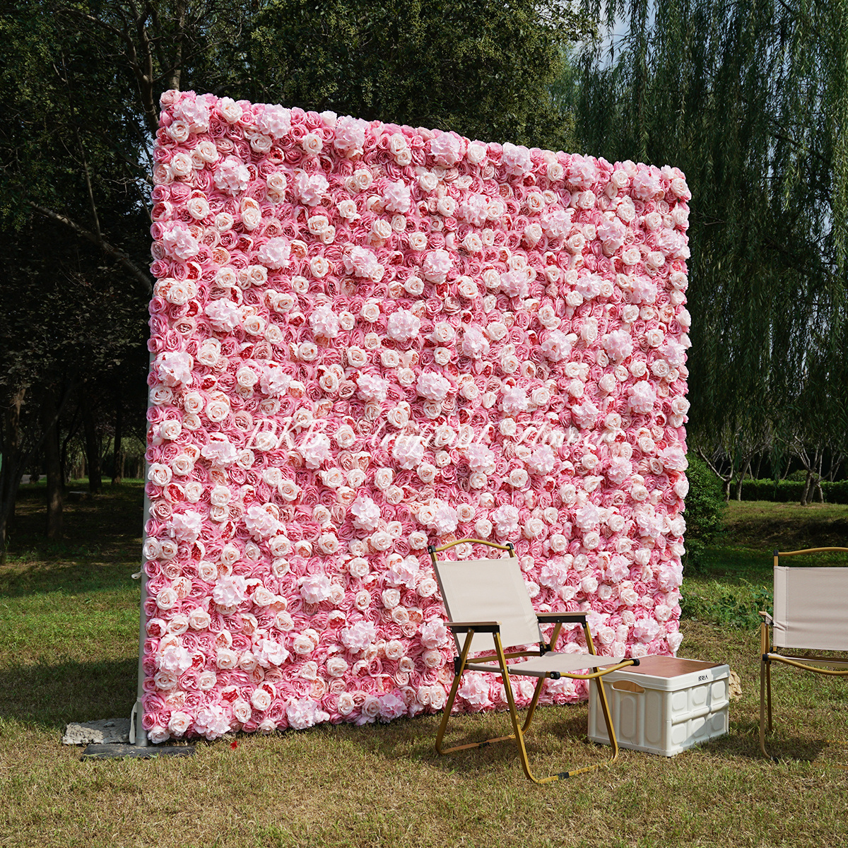 wholesale roll up flower wall 8ft x 8ft silk artificial pink rose flower wall luxury decorative flower wall backdrop