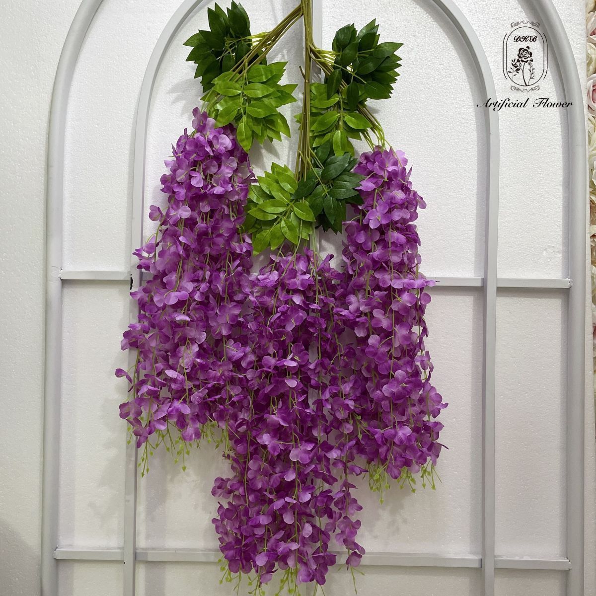 DKB Wholesale Artificial Wisteria Flower Long Stem Hanging Silk Flower For Wedding Home Flower Wall Decoration