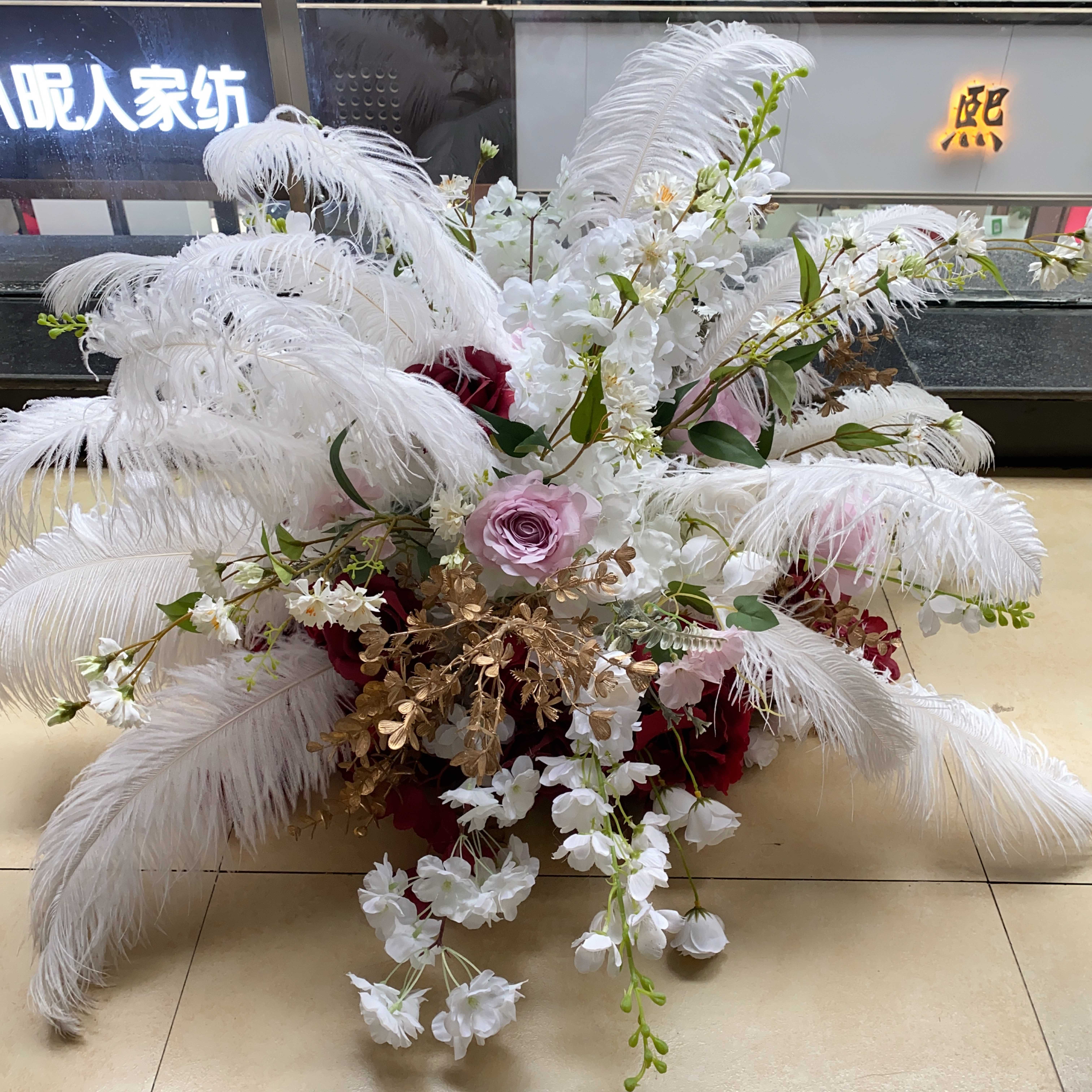 Artificial New Feather Ball  For Wedding Birthday Table Centerpiece Party Decor