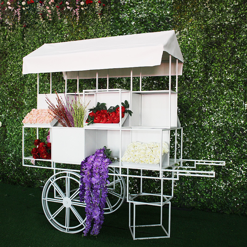 Customise White Event Party Use Outdoor Flower And Candy Cart For Wedding Decoration