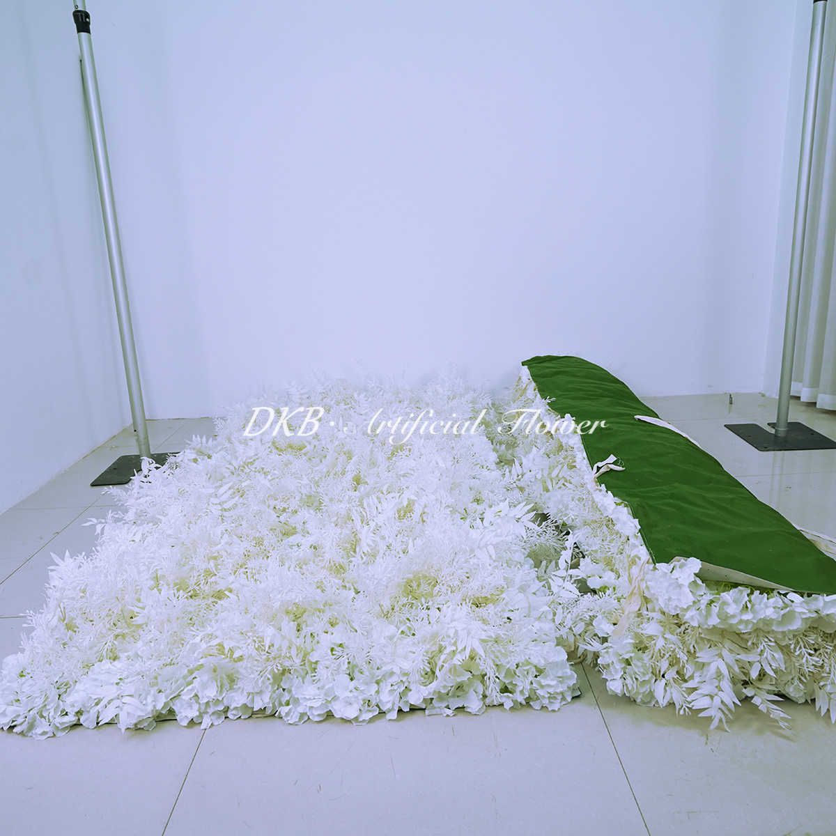 Factory supply  wedding 3D cloth back white peony rose flower wall roll up floral wall for wedding event party decoration