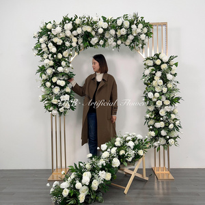 New Design Hot Selling Artificial Flower Rose White Floral Runner Aisle Wedding Centerpieces and Table Decoration Floral Runner