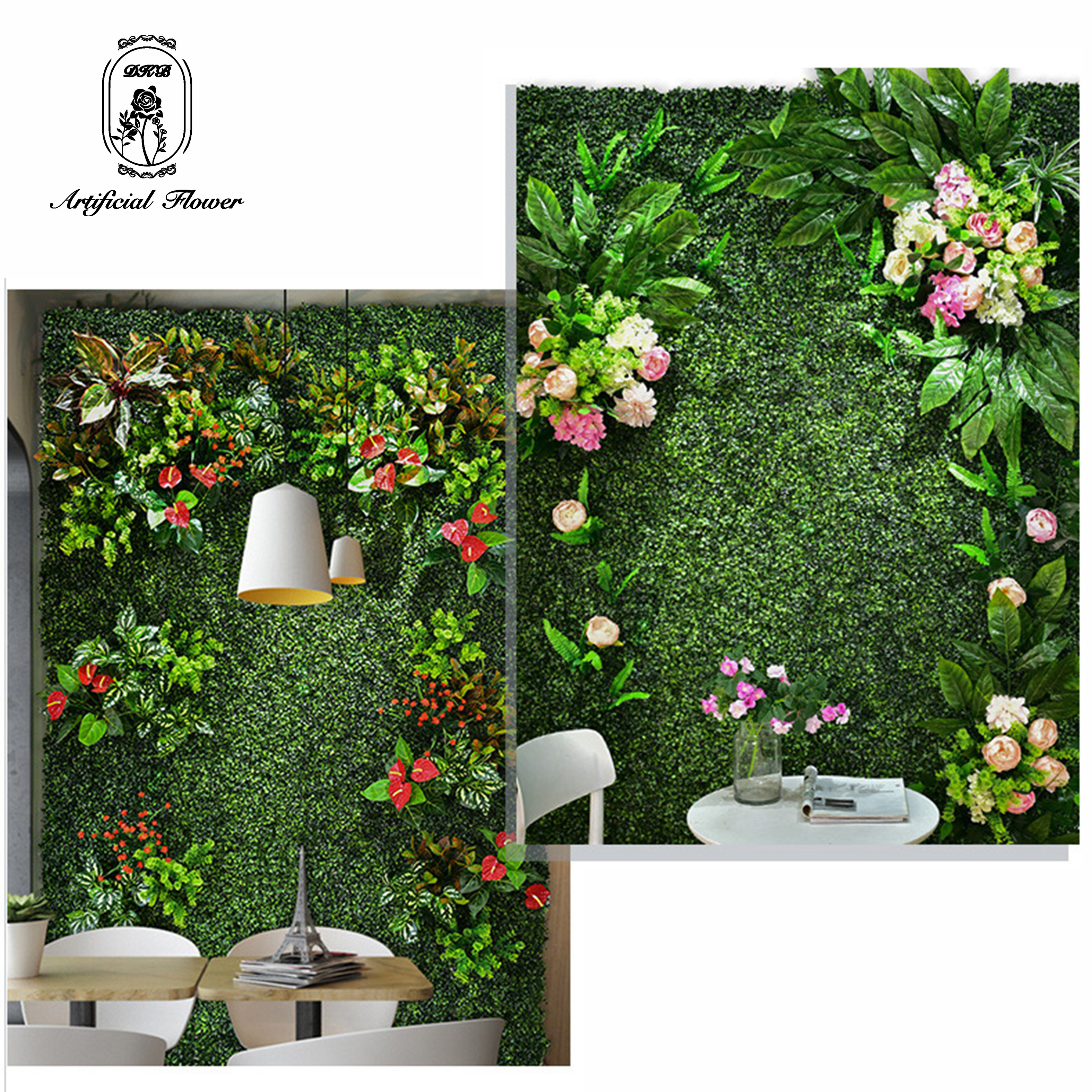 Indoor Wall Hanging Decoration Faux Leaves Synthetic Grass Backdrop Nontoxic Artificial Green Wall Plant landscaping decoration