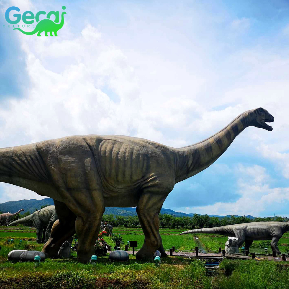 Gecai amusement park High Quality life size Animatronic  long neck Dinosaur Model For Sale