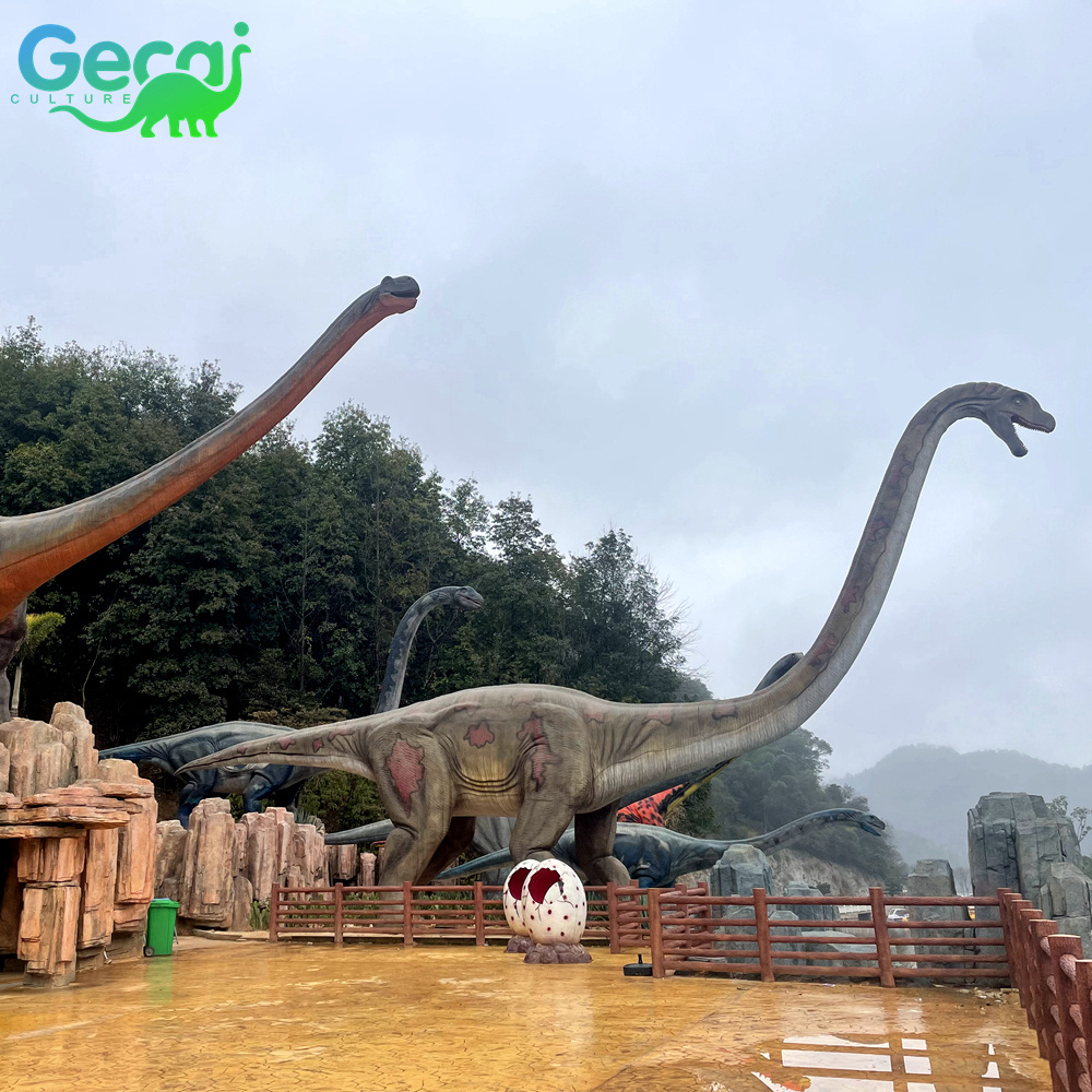 Gecai amusement park High Quality life size Animatronic  long neck Dinosaur Model For Sale