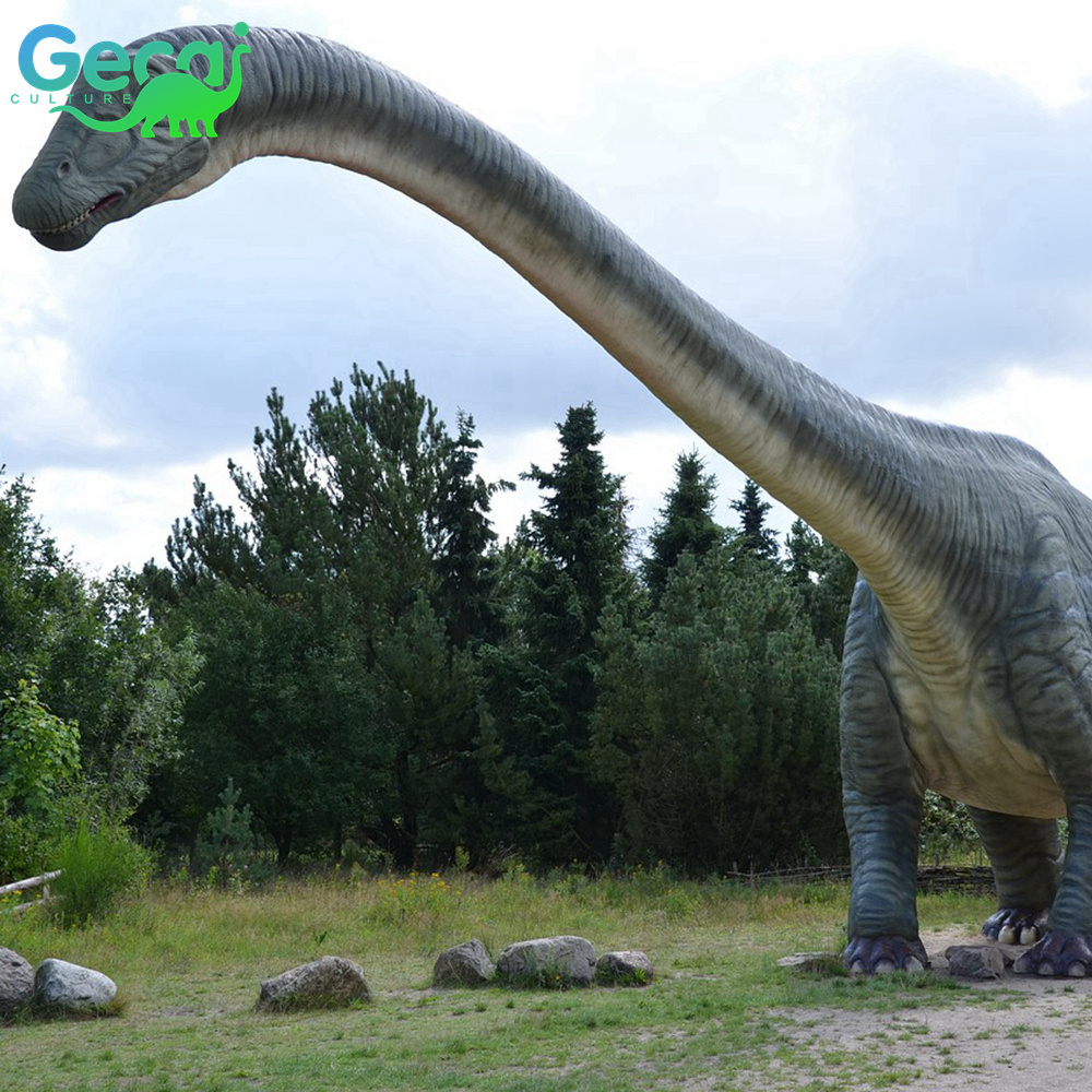 Gecai amusement park High Quality life size Animatronic  long neck Dinosaur Model For Sale