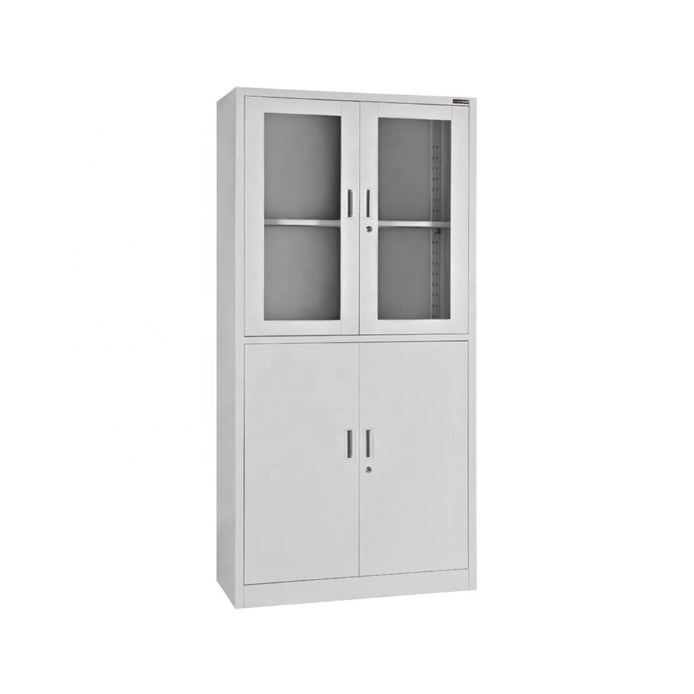 Best Sales Office Furniture Glass Steel With Lock Doubl Door File Storage Cabinet