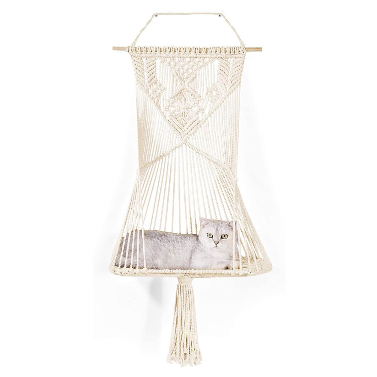 Macrame Cat Hammock pet Bed Decorative Macrame Wall Hanging Shelf Home Decors  19.7