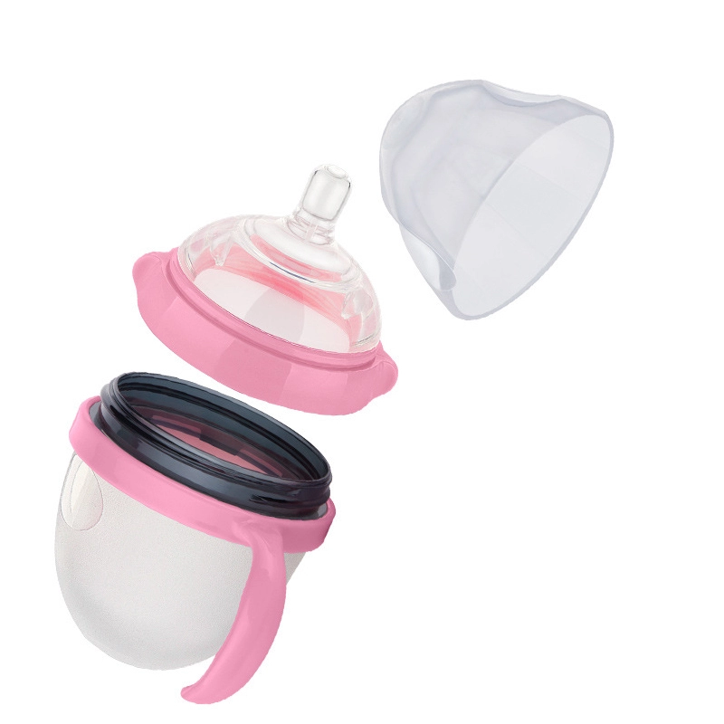 High Quality Nursing Bottle Babies Safety Infant Feeder Bottle Squeezable Silicone Baby Feeding Bottle