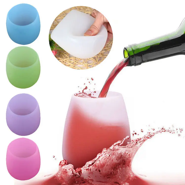 High quality food grade drop resistant silicone wine glasses Folding travel silicone wine glasses for outdoor