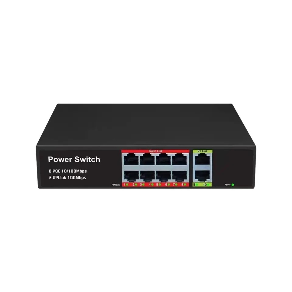 OEM/ODM POE switch 8 ports unmanaged 48V ethernet poe switch 2 RJ45 upper ports ethernet switch